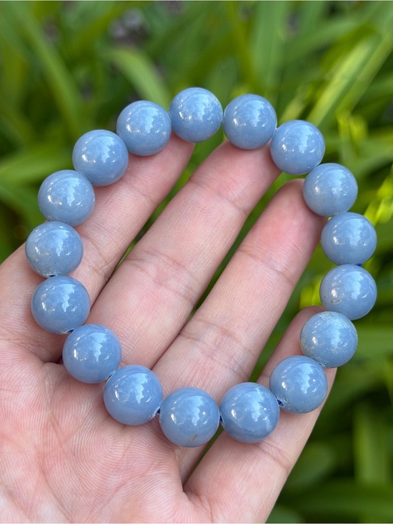 Jewelry - 12mm stretchable blue angelite bracelet 1885